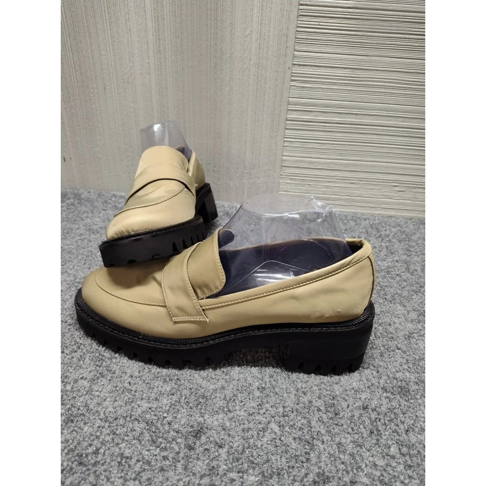 Aerosoles Rodney Women Platform Shoe 8.5M Taupe Slip On Textile Comfort Loafer
